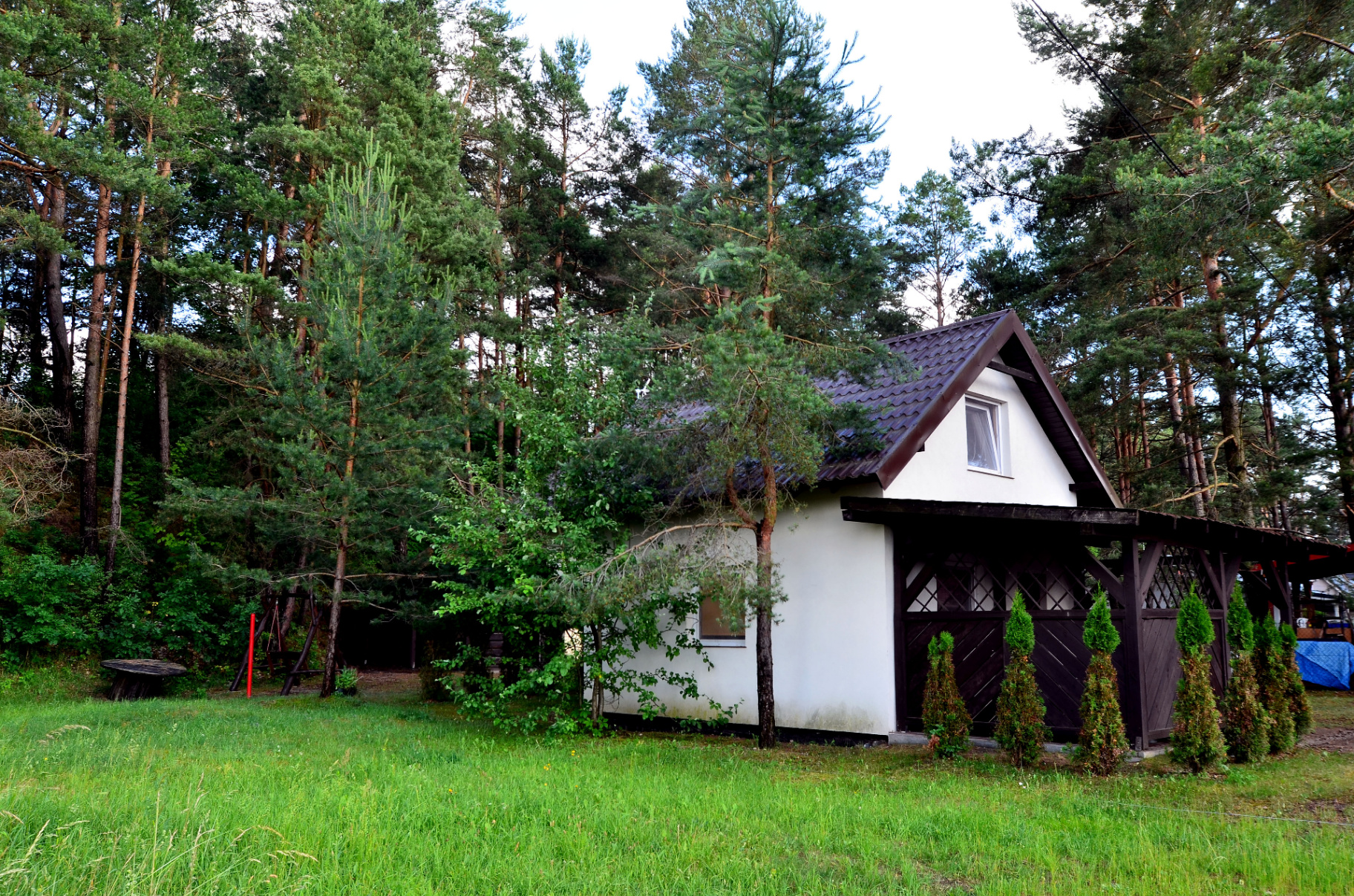 Domek 3 — widok boczny wśród sosen